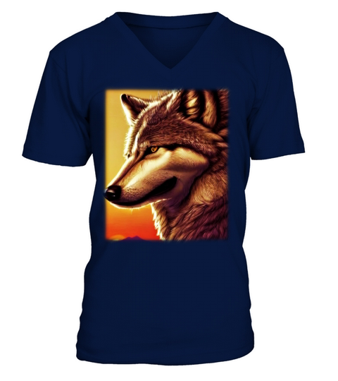 Wolf artwork design predator face imprint V-Neck T-shirt
