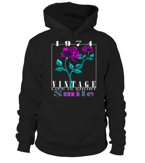 1974 Born Vintage Rose Gift Hoodie Unisex