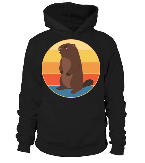 Cute Groundhog Retro Sunset Vintage Animal Lover Hoodie Unisex
