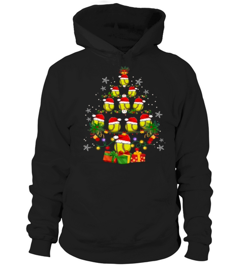 Softball Lover Xmas Tree Lights Santa Hoodie Unisex
