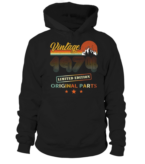 Vintage 1974 Retro Birthday Hoodie Unisex