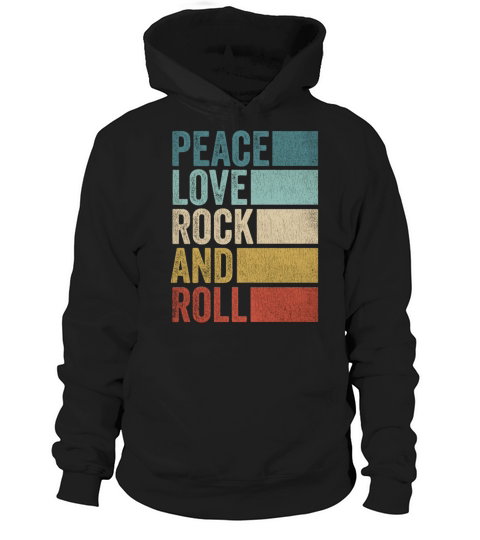Vintage Retro Peace Love Rock And Roll Hoodie Unisex