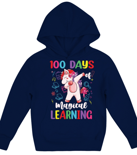 100th Day Of School Unicorn Girls 100 Days Kids Hoodie