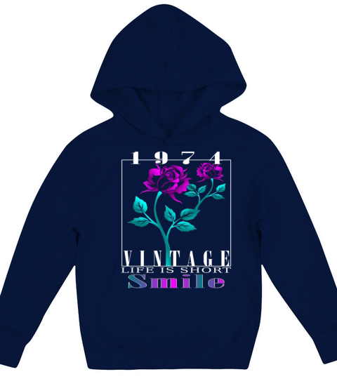 1974 Born Vintage Rose Gift Kids Hoodie