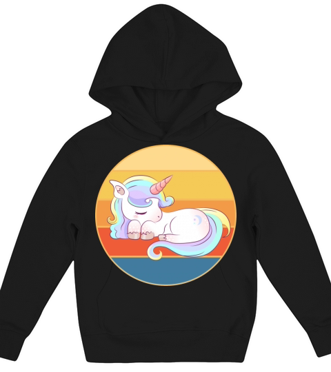 Cute Kawaii Unicorn Retro Sunset Vintage Kids Hoodie