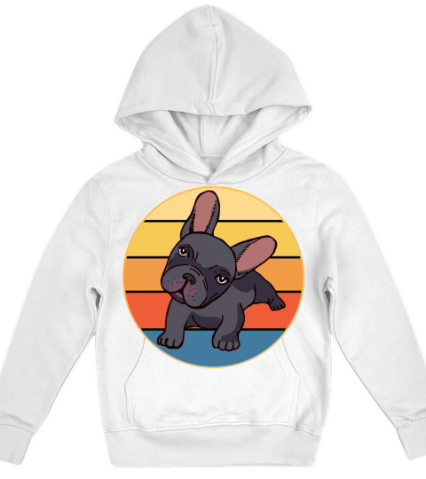 French Bulldog Dog Breed Vintage Retro Sunset Kids Hoodie