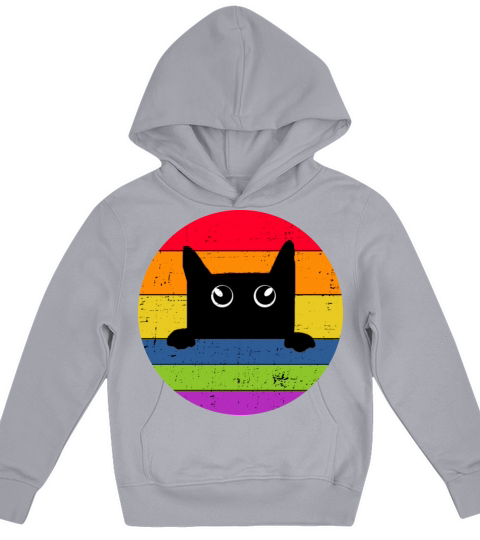 Funny Black Cat Vintage Colorful Retro Design Kids Hoodie