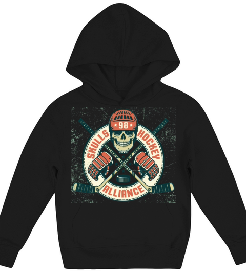 hockey skull color Kids Hoodie