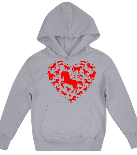 Horse Love Heart Toddlers Valentines Day Kids Hoodie