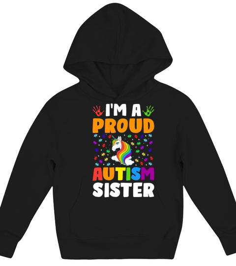 Proud Sister Autism Awareness Family Matching Kids Hoodie