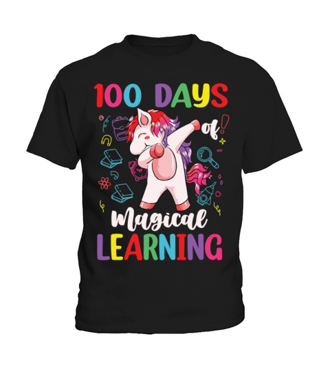 100th Day Of School Unicorn Girls 100 Days Kids T-Shirt