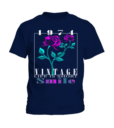 1974 Born Vintage Rose Gift Kids T-Shirt