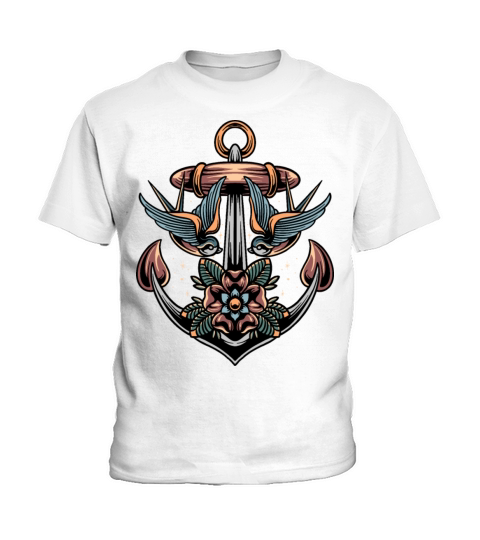 Anchor and swallow tattoo Kids T-Shirt