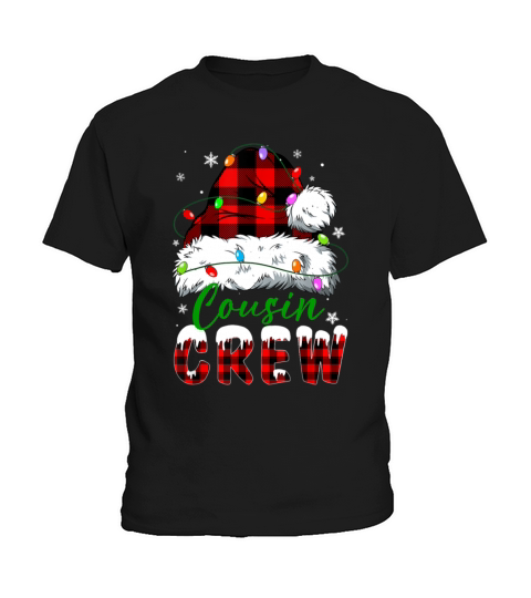 Cousin Crew Santa Red Plaid Xmas Funny Christmas P Kids T-Shirt