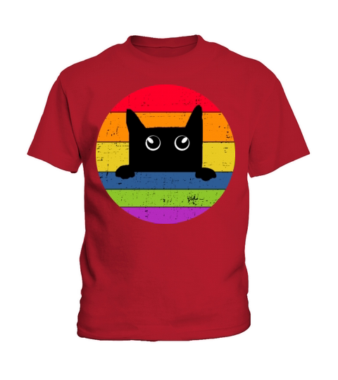 Funny Black Cat Vintage Colorful Retro Design Kids T-Shirt