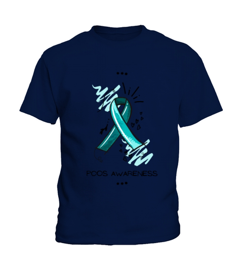 PCOS Awareness Teal Ribbon Hand Scribbles Kids T-Shirt
