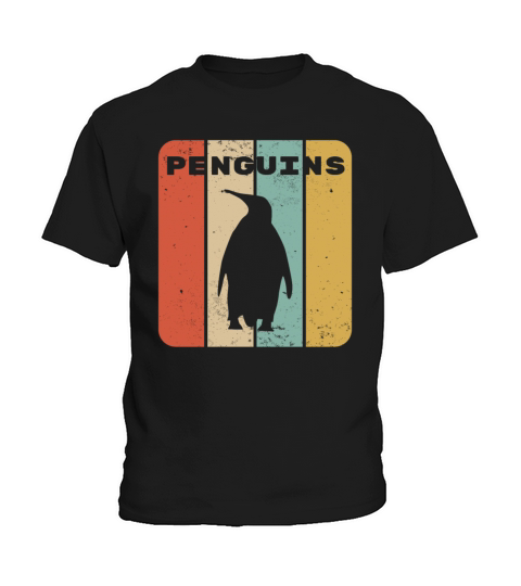 Penguin Vintage Sunset Retro Cute Womens Penguin Kids T-Shirt