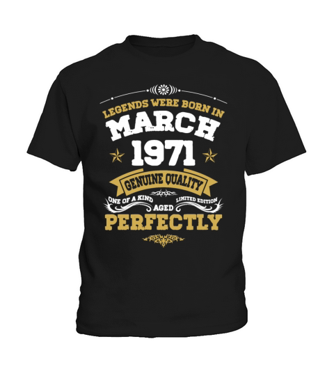 Vintage Aged To Perfection March 1971 Kids T-Shirt