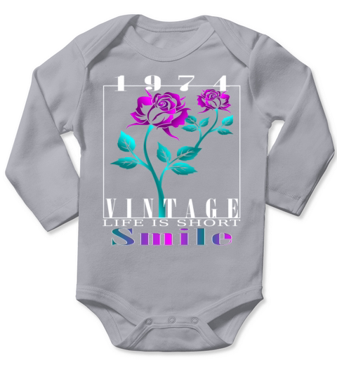 1974 Born Vintage Rose Gift Long Sleeve Baby One-Piece