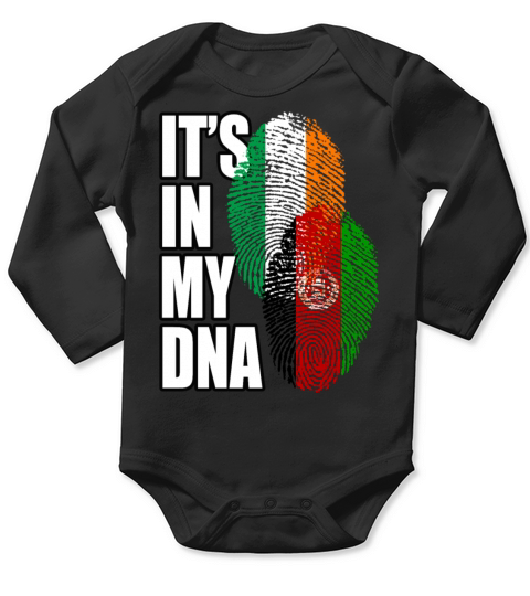 Afghan And Irish Mix Heritage DNA Flag Long Sleeve Baby One-Piece