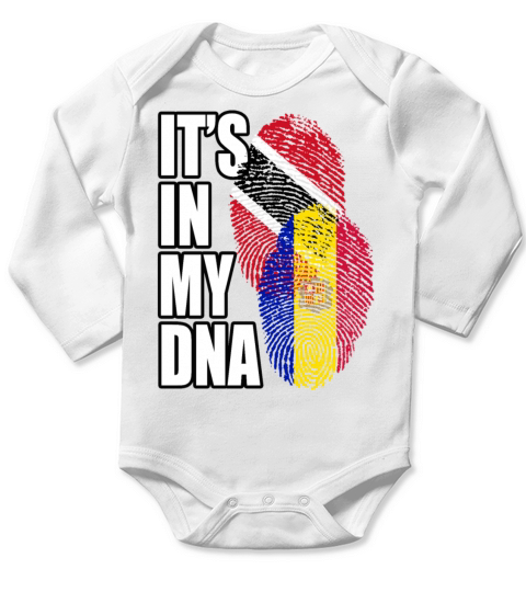 Andorran And Trinidad Tobago Mix Heritage DNA Flag Long Sleeve Baby One-Piece