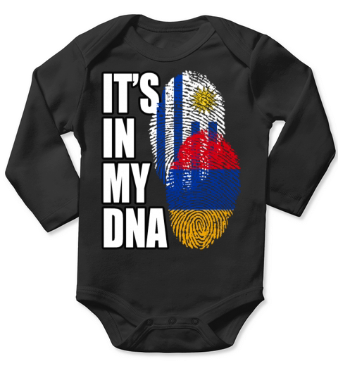 Armenian And Uruguayan Mix Heritage DNA Flag Long Sleeve Baby One-Piece