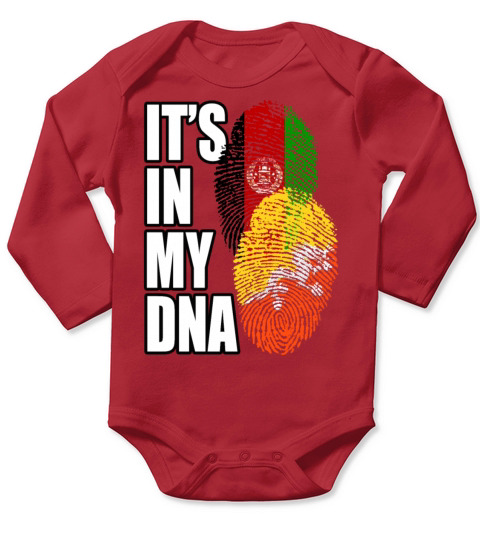 Bhutanese And Afghanistan Mix Heritage DNA Flag Long Sleeve Baby One-Piece