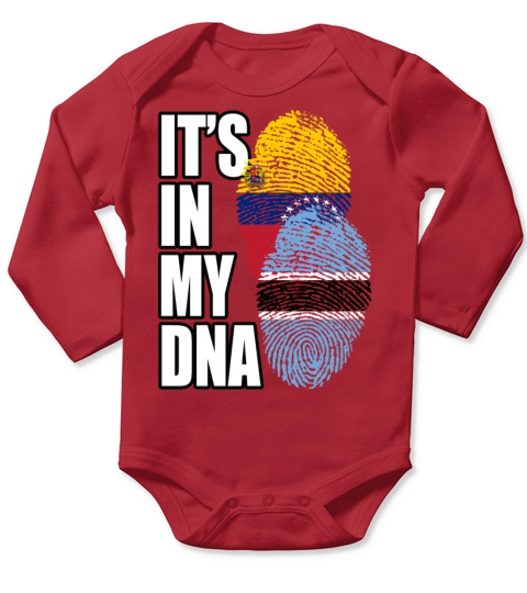 Botswana And Venezuelan Mix Heritage DNA Flag Long Sleeve Baby One-Piece