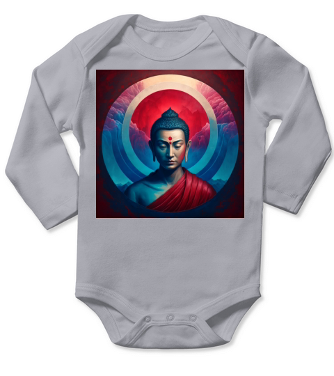 buddha red blue light portrait Long Sleeve Baby One-Piece