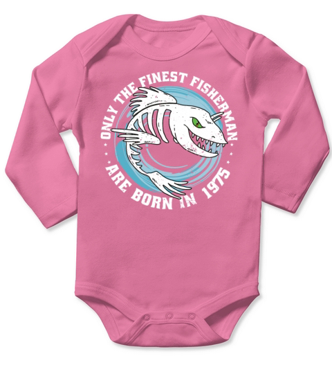 Fishermen Vintage born 1975 Birthday funny sayings Long Sleeve Baby One-Piece