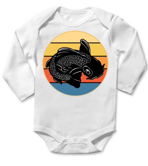 Japanese Koi Fish Vintage Retro Sunset Long Sleeve Baby One-Piece