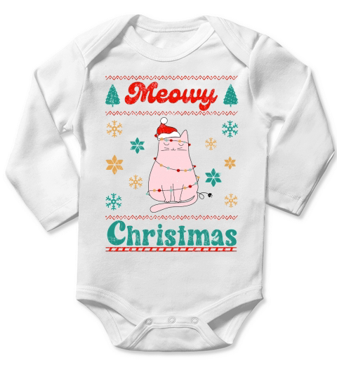 Meowy Christmas sublimation Long Sleeve Baby One-Piece