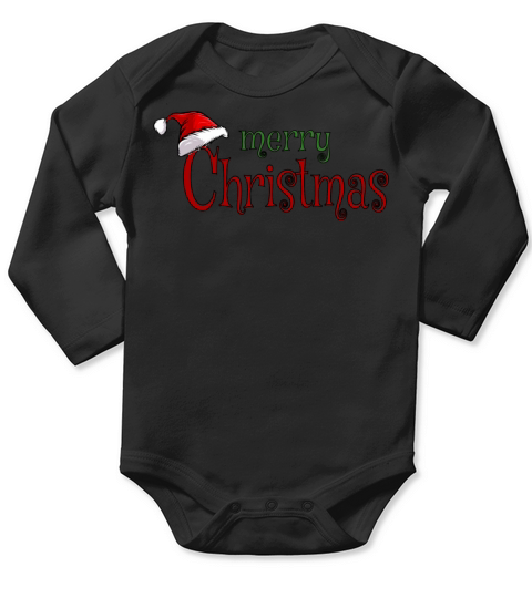 Merry Christmas Red Santa Hat vintage Long Sleeve Baby One-Piece