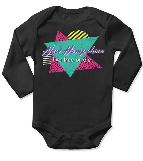New Hampshire Vintage 80S 90S Retro Live Free Or D Long Sleeve Baby One-Piece
