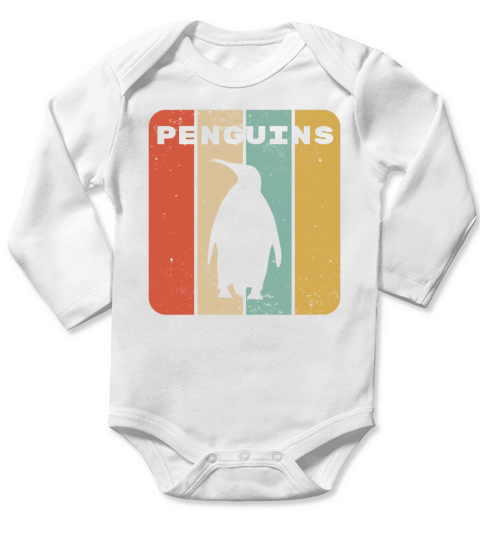Penguin Vintage Sunset Retro Cute Womens Penguin Long Sleeve Baby One-Piece