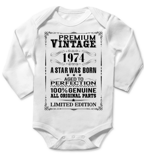 PREMIUM VINTAGE 1974 Long Sleeve Baby One-Piece