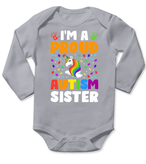 Proud Sister Autism Awareness Family Matching Long Sleeve Baby One-Piece