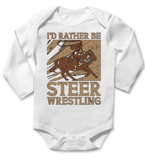Steer Wrestling Id Rather Be Horses Calf Roping Long Sleeve Baby One-Piece