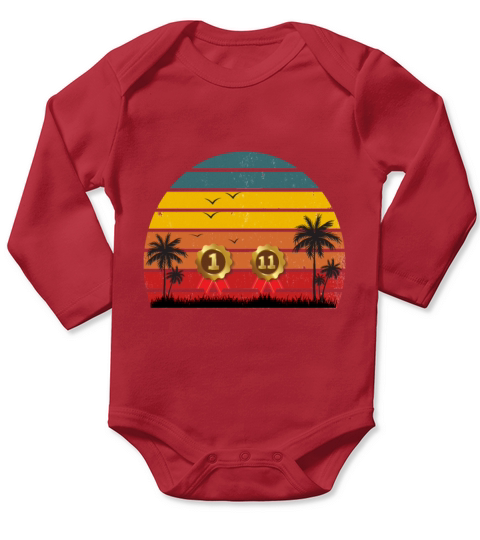 Sunset in the desert With Palm Trees Long Sleeve Baby One-Piece