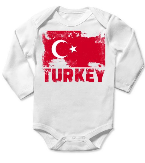 Turkey Flag Vintage Distressed Turkish Grunge Trav Long Sleeve Baby One-Piece