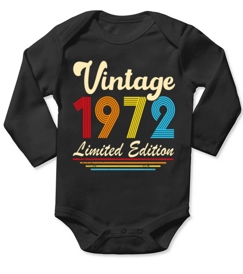 Vintage 1972 50th Birthday Fiftieth Gift Long Sleeve Baby One-Piece