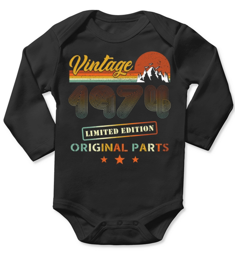 Vintage 1974 Retro Birthday Long Sleeve Baby One-Piece