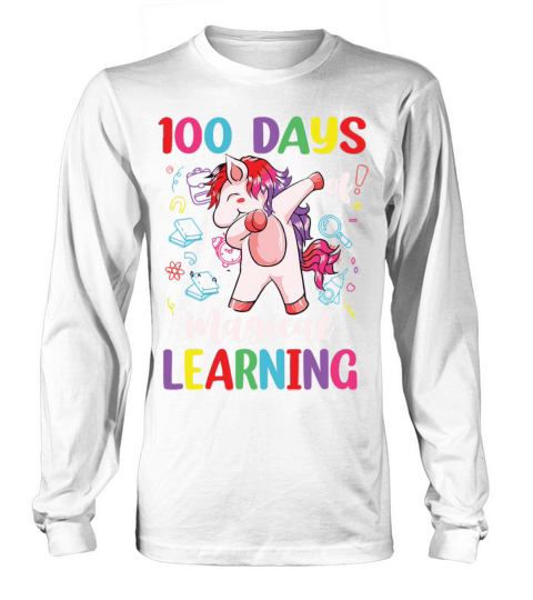100th Day Of School Unicorn Girls 100 Days Long sleeved Unisex
