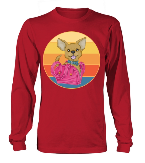 Cute Chihuahua Dog Breed Vintage Retro Sunset Long sleeved Unisex