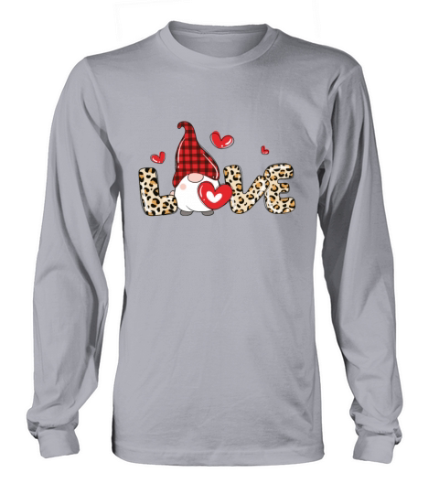 Cute Gnome Heart Love Leopard Valentine Long sleeved Unisex