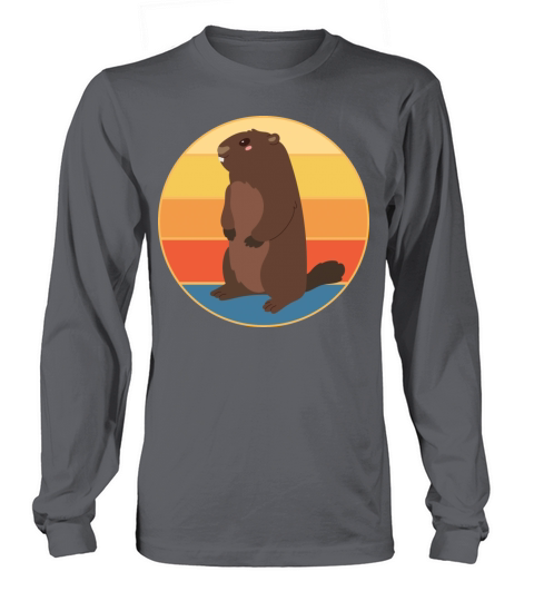 Cute Groundhog Retro Sunset Vintage Animal Lover Long sleeved Unisex