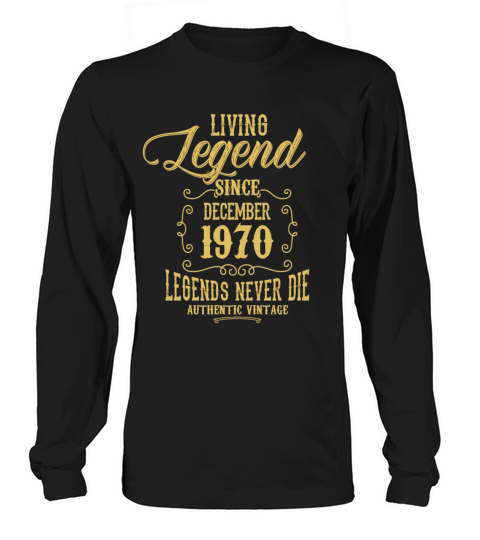 December 1970 Vintage Birthday Present Long sleeved Unisex