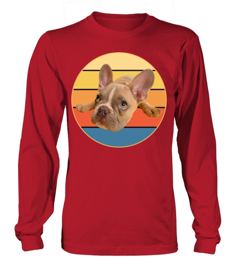French Bulldog Dog Breed Vintage Retro Sunset Long sleeved Unisex
