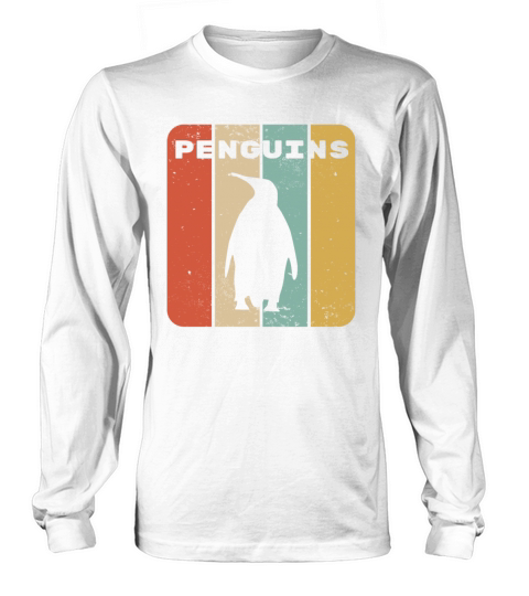 Penguin Vintage Sunset Retro Cute Womens Penguin Long sleeved Unisex