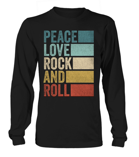 Vintage Retro Peace Love Rock And Roll Long sleeved Unisex